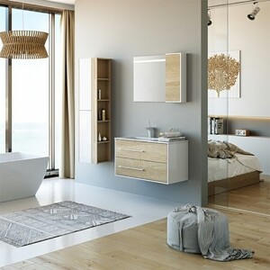 Мебель для ванной Aqwella Майами 90x45 левая, дуб сонома/белый зеркало aqwella майами 65x65 mai 02 06