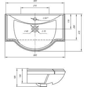 Раковина мебельная Aquanet Классик 65 (251160)