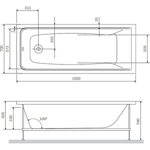 Каркас для ванны Am.Pm Gem 150х70 с монтажным набором (W90A-150-070W-R)