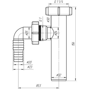 Отвод стиральной машины АНИ пласт 1 1/4х32 (M220)