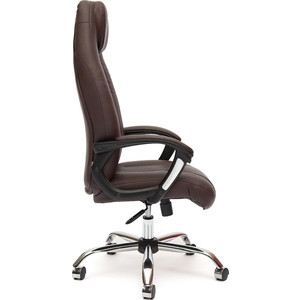 Кресло TetChair BOSS (хром), кож/зам, коричневый/коричневый перфорированный, 2 TONE/2 TONE/06