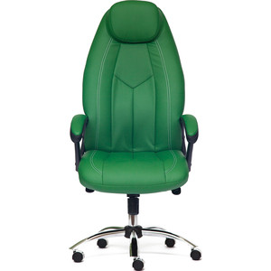 Кресло TetChair BOSS люкс (хром), кож/зам, зеленый/зеленый перфорированный, 36-001/36-001/06 стул tetchair genius mod 75 ножки серебристый сиденье зеленый