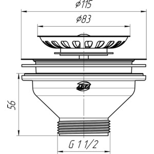 Слив для кухонной мойки АНИ пласт с нержавеющей решеткой D115 (M250) с нержавеющей решеткой D115 (M250) - фото 2
