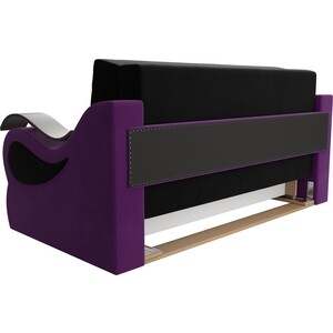 Прямой диван АртМебель Меркурий вельвет черный/фиолетовый (160)