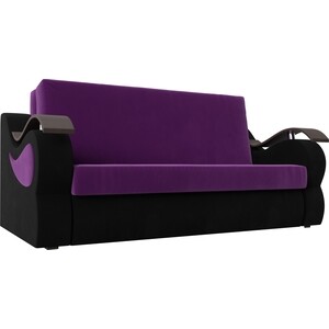 Прямой диван АртМебель Меркурий вельвет фиолетовый/черный (120) ткань 1 м п вилен 280 см фиолетовый