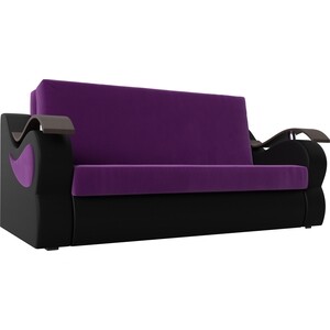 Прямой диван АртМебель Меркурий вельвет фиолетовый экокожа черный (100) прямой диван артмебель меркурий вельвет фиолетовый 160