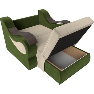 Прямой диван АртМебель Меркурий вельвет бежевый/зеленый(60)