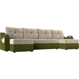 П-образный диван АртМебель Меркурий вельвет бежевый/зеленый штакетник grandline м образный фигурный 1 5м зеленый