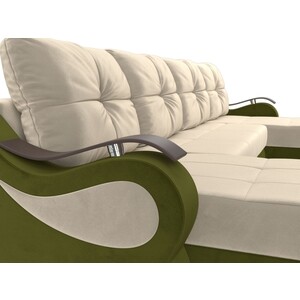 П-образный диван АртМебель Меркурий вельвет бежевый/зеленый