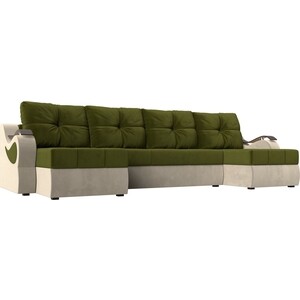 П-образный диван АртМебель Меркурий вельвет зеленый/бежевый ткань 1 м п felice вельвет 300 см розовая пудра