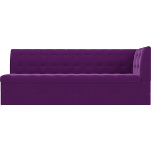 Кухонный угловой диван АртМебель Бриз вельвет фиолетовый правый угол
