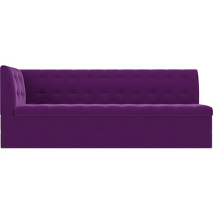 Кухонный угловой диван АртМебель Бриз вельвет фиолетовый левый угол